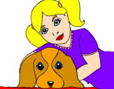 Disegno Bambina che abbraccia il suo cagnolino  pitturato su Chiara