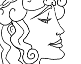 Disegno Testa di donna  pitturato su mara