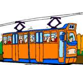 Disegno Tram con passeggeri  pitturato su thomas