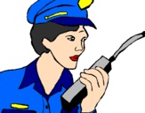 Disegno Polizia con il walkie talkie pitturato su Chiara