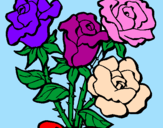 Disegno Mazzo di rose  pitturato su cartella anna
