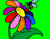 Disegno Margherita con ape  pitturato su MARTINA