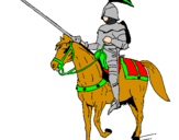 Disegno Cavallerizzo a cavallo  pitturato su kaki