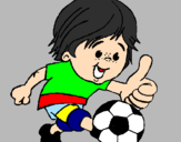 Disegno Ragazzo che gioca a calcio  pitturato su CRISTIANO