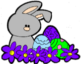 Disegno Coniglietto di Pasqua  pitturato su giulia