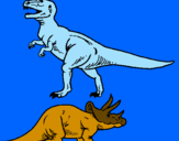 Disegno Triceratops e Tyrannosaurus Rex pitturato su ANDREA .C.