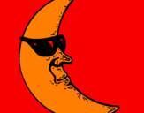 Disegno Luna con gli occhiali da sole  pitturato su syria