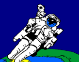 Disegno Astronauta nello spazio  pitturato su adriano