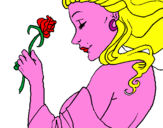 Disegno Principessa con una rosa pitturato su ALEX