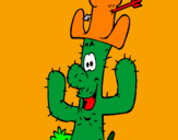 Disegno Cactus con il cappello  pitturato su ANDREA