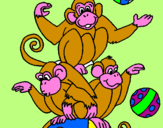 Disegno Scimmie giocoliere pitturato su federico