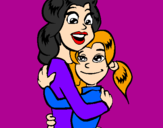 Disegno Madre e figlia abbracciate pitturato su simona