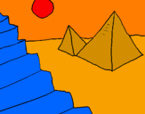 Disegno Piramidi pitturato su giulia