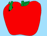 Disegno Vermiciattolo nella frutta  pitturato su ZAHRA