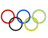 Disegno Anelli dei giochi olimpici  pitturato su adriano