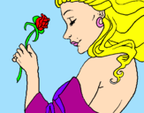 Disegno Principessa con una rosa pitturato su Camilla