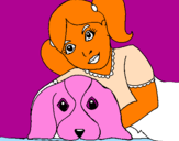 Disegno Bambina che abbraccia il suo cagnolino  pitturato su emma