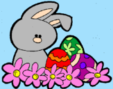 Disegno Coniglietto di Pasqua  pitturato su sara