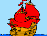 Disegno Barca  pitturato su giorgia