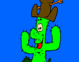 Disegno Cactus con il cappello  pitturato su pingu