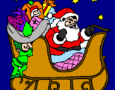 Disegno Babbo Natale alla guida della sua slitta pitturato su  alessia