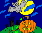 Disegno Halloween paesaggio pitturato su Angelo
