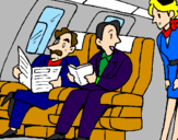 Disegno Passeggeri nell'aereo  pitturato su MARIA