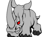Disegno Rinoceronte II pitturato su tommaso