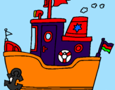Disegno Barca con ancora  pitturato su daniele