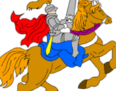 Disegno Cavaliere a cavallo pitturato su marco   