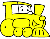 Disegno Treno  pitturato su treno giallo