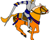 Disegno Cavaliere a cavallo IV pitturato su lancillotto