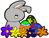 Disegno Coniglietto di Pasqua  pitturato su anna