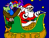 Disegno Babbo Natale alla guida della sua slitta pitturato su GIORGIA