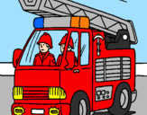 Disegno Camion dei Pompieri  pitturato su alfonso