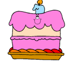 Disegno Torta di compleanno  pitturato su giulia
