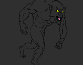 Disegno Uomo lupo  pitturato su VITTORIO