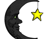 Disegno Luna e stelle  pitturato su giovanna