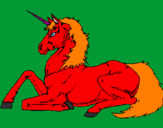 Disegno Unicorno seduto  pitturato su TITTI