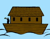 Disegno Arca di Noè  pitturato su rocco