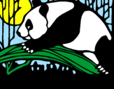 Disegno Oso panda che mangia  pitturato su kiara