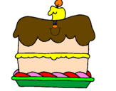 Disegno Torta di compleanno  pitturato su monika