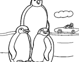 Disegno Famiglia pinguino  pitturato su struzzo