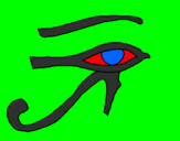 Disegno Occhio di Horus  pitturato su Marco