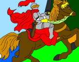 Disegno Cavaliere a cavallo pitturato su raffaele