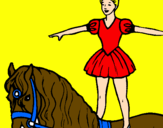 Disegno Trapezista in groppa al cavallo pitturato su Greta SABATINI