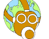 Disegno Terra con maschera anti-gas  pitturato su monica8