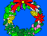Disegno Corona di fiori augurale pitturato su sharon