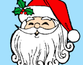 Disegno Faccione Babbo Natale  pitturato su sara