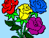 Disegno Mazzo di rose  pitturato su daiana